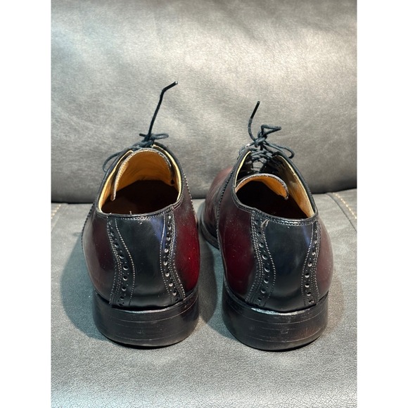 Johnston & Murphy Limited Mens 7 D/B Saddle Shoes Burgundy Black Leather Brogue main image 7